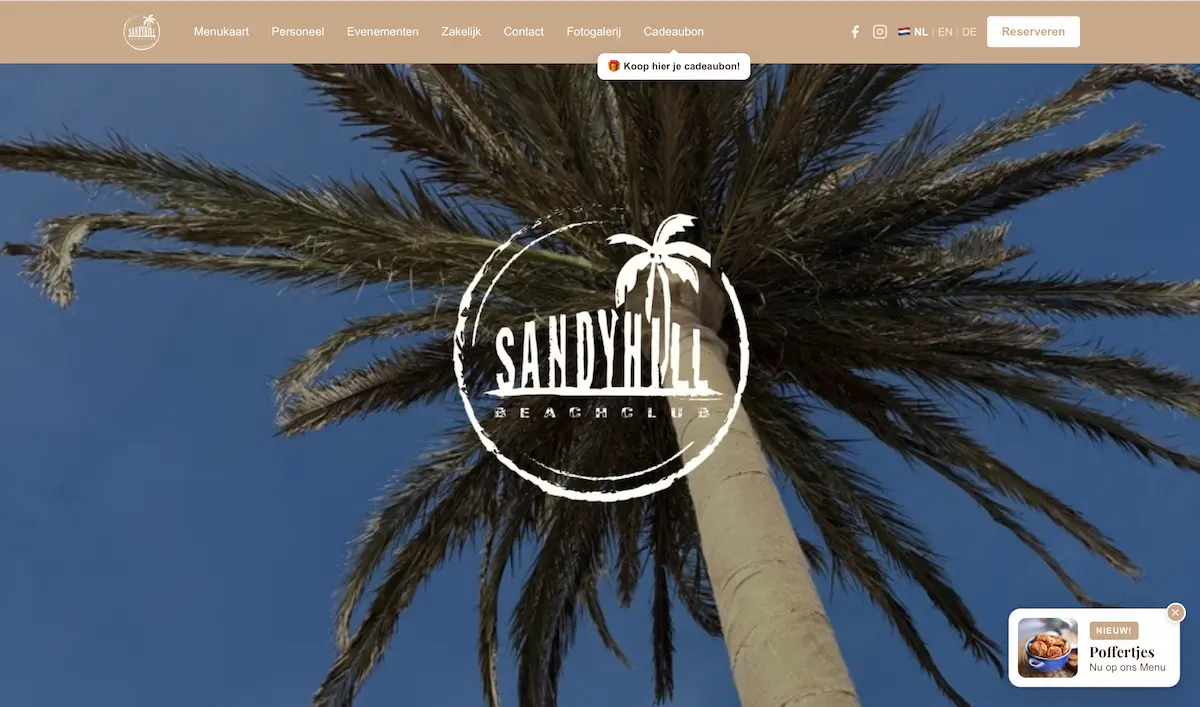 Sandy Hill Beachclub website